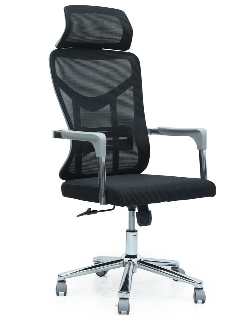 Multi Home Furniture Modern Office Chair MH-9001FR-Black for Home Executive Computer Chair Wide Seat With Large Headrest Modern Desk Chair Lumbar Support Adjustable Armrests  - Image 2