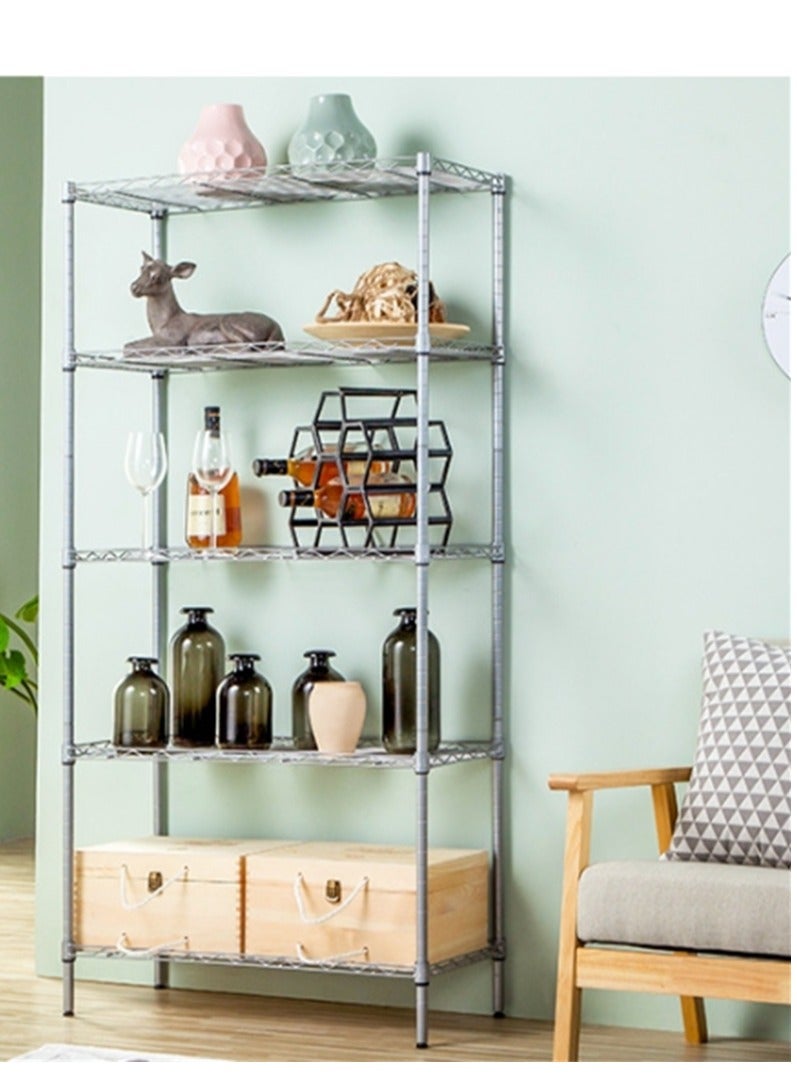 رفوف معدنية ، رفوف تخزين الصلب ، رفوف معدنية ، 5 رفوف المطبخ ، المرآب ، الأسرة ، حمام ، مطبخ ، مكتب ( فضي ) - Image 2