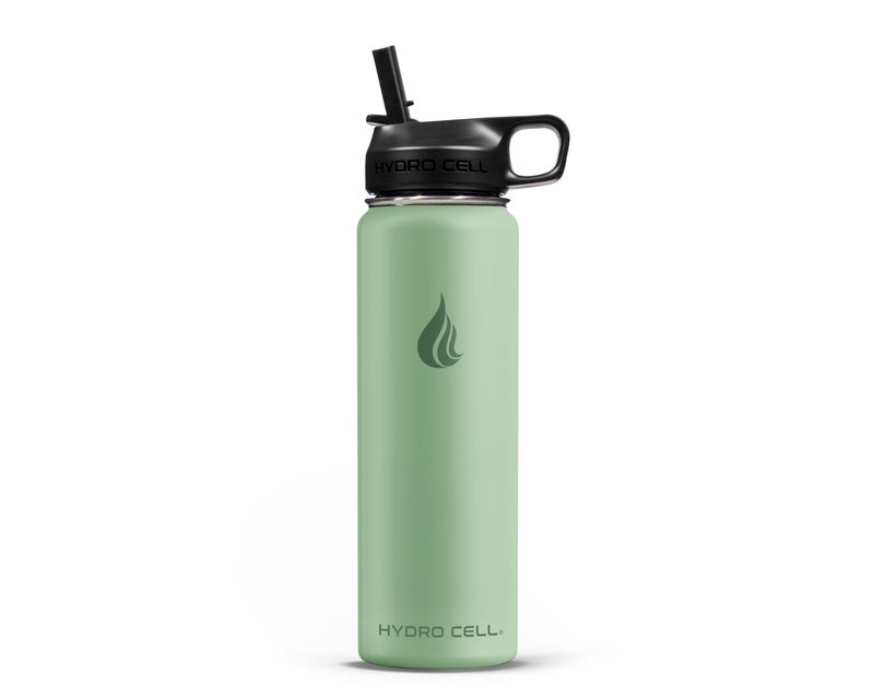 HYDRO CELL Stainless Steel Insulated Water Bottle with Straw - For Cold & Hot Drinks - Metal Vacuum Flask with Screw Cap and Modern Leakproof Sport Thermos for Adults (Sage 24oz) - Image 2