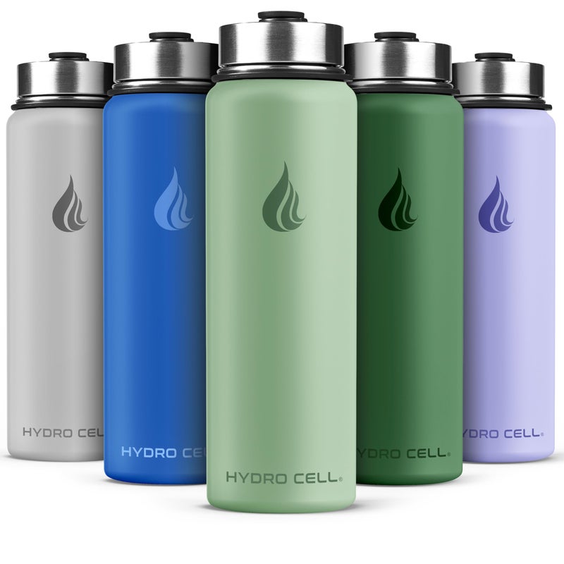HYDRO CELL Stainless Steel Insulated Water Bottle with Straw - For Cold & Hot Drinks - Metal Vacuum Flask with Screw Cap and Modern Leakproof Sport Thermos for Adults (Sage 24oz) - Image 1