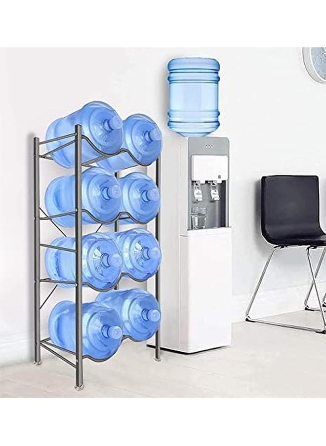 SKY-TOUCH - Water Bottle Storage Stand 4 Tier Water Bottle Holder 8 Bottles Of 5 Gallons Shelf Heavy Duty Water Bottle Stand Storage Easy To Assemble Sturdy And Durable Storage Stand For Office Home Gym Silver - Image 1