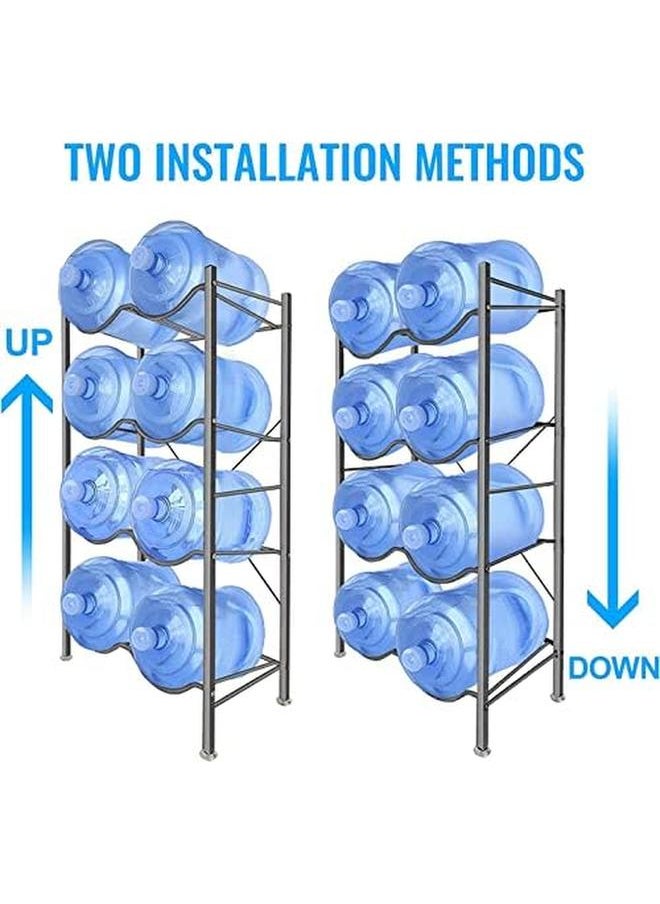 SKY-TOUCH - Water Bottle Storage Stand 4 Tier Water Bottle Holder 8 Bottles Of 5 Gallons Shelf Heavy Duty Water Bottle Stand Storage Easy To Assemble Sturdy And Durable Storage Stand For Office Home Gym Silver - Image 1