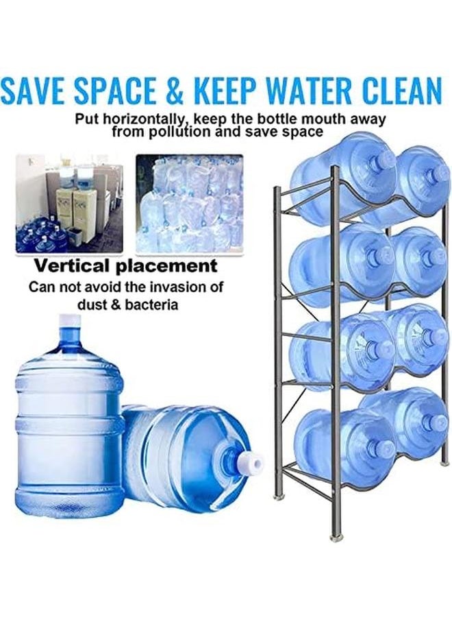 SKY-TOUCH - Water Bottle Storage Stand 4 Tier Water Bottle Holder 8 Bottles Of 5 Gallons Shelf Heavy Duty Water Bottle Stand Storage Easy To Assemble Sturdy And Durable Storage Stand For Office Home Gym Silver - Image 1
