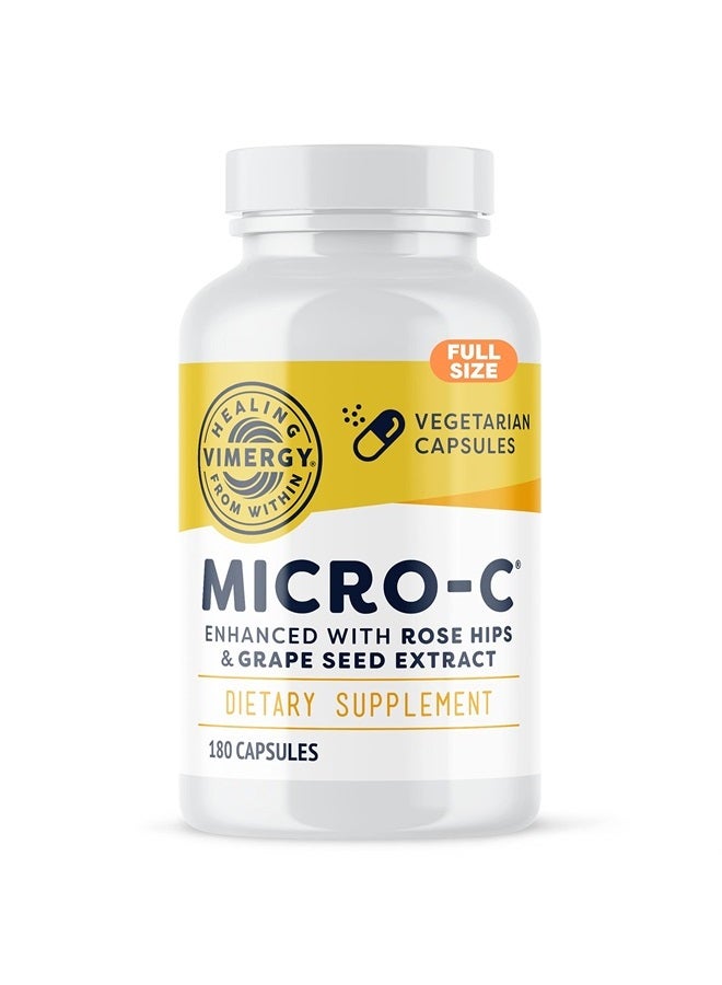 Vimergy Micro-C Capsules, 180 Servings – 500mg All-Natural Buffered Vitamin C with Rose Hips, Rutin, Grape Seed & Acerola Fruit Extract – Antioxidant - Supports a Healthy Immune System & Skin Health - Image 1