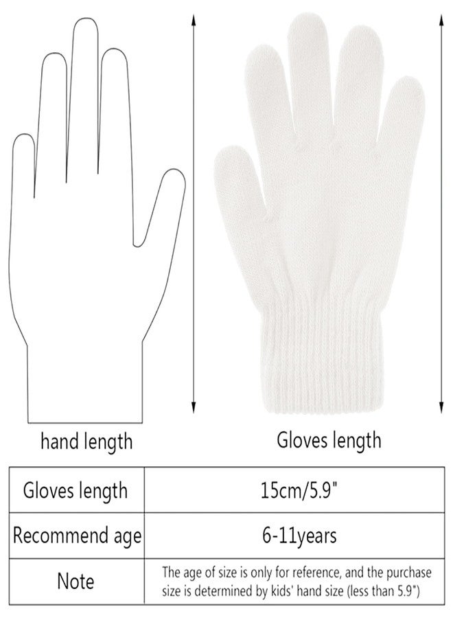 jiebor 24 Pairs White Warm Kids Winter Knit Gloves for Kids Boys Girls Children Gift (White, Small) - Image 2
