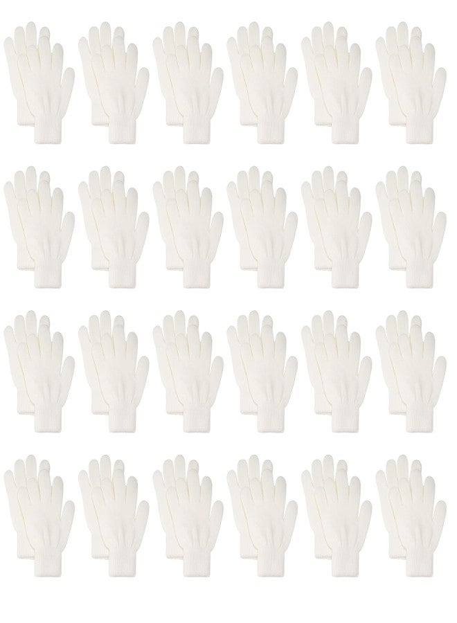 jiebor 24 Pairs White Warm Kids Winter Knit Gloves for Kids Boys Girls Children Gift (White, Small) - Image 1