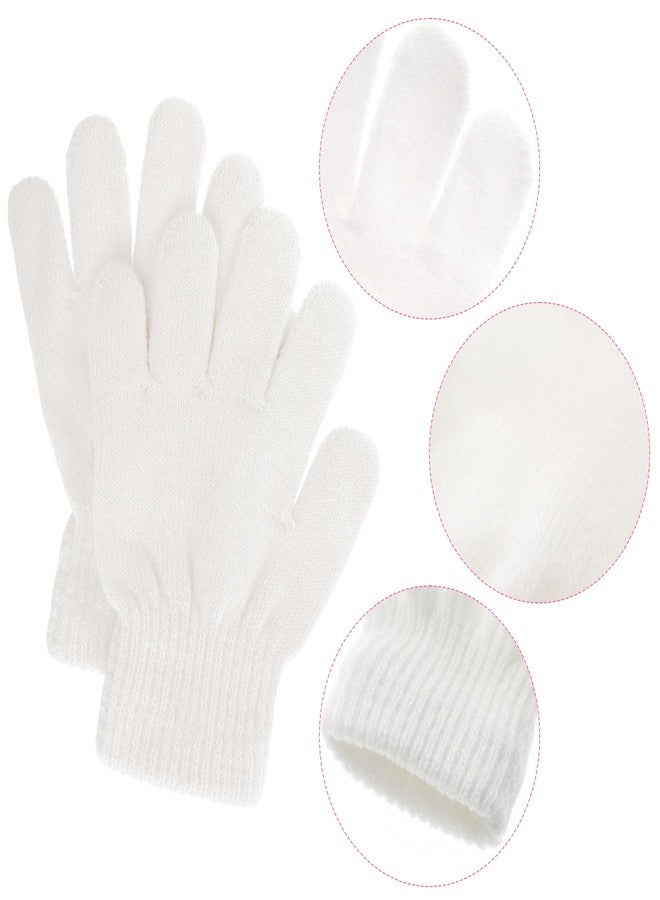 jiebor 24 Pairs White Warm Kids Winter Knit Gloves for Kids Boys Girls Children Gift (White, Small) - Image 3