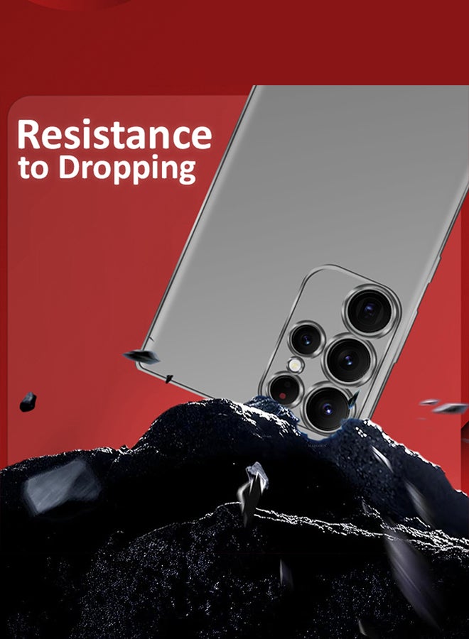 CATANES غطاء TPU ناعم لهاتف سامسونج جالاكسي S22 ألترا - غطاء شفاف فاخر مع حواف واقية مرتفعة وواقي شاشة مضاد للصدمات - فضي شفاف - Image 5