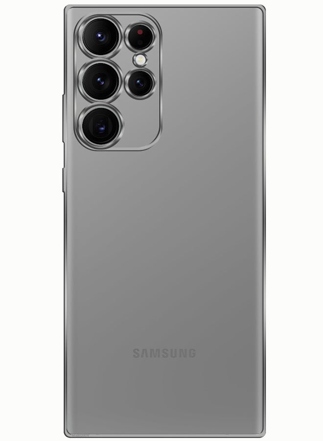 CATANES غطاء TPU ناعم لهاتف سامسونج جالاكسي S22 ألترا - غطاء شفاف فاخر مع حواف واقية مرتفعة وواقي شاشة مضاد للصدمات - فضي شفاف - Image 1