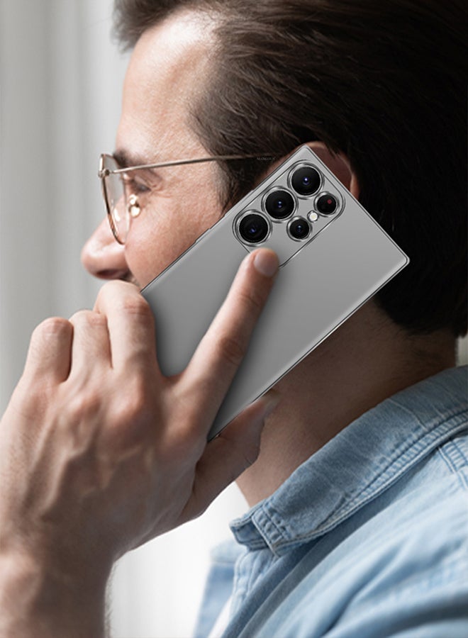 CATANES غطاء TPU ناعم لهاتف سامسونج جالاكسي S22 ألترا - غطاء شفاف فاخر مع حواف واقية مرتفعة وواقي شاشة مضاد للصدمات - فضي شفاف - Image 4