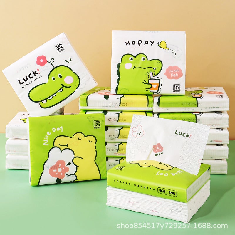 30 Pack Portable Printed Paper Towels Raw Wood Pulp Wet Water Drawable Paper Students Children Flexible Cartoon Artistic Facial Tissue - Image 1