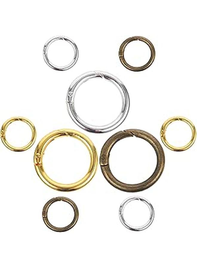 15pcs Antique Bronze Round Spring Ring Keychain Clips O Rings for DIY Crafts - Image 1