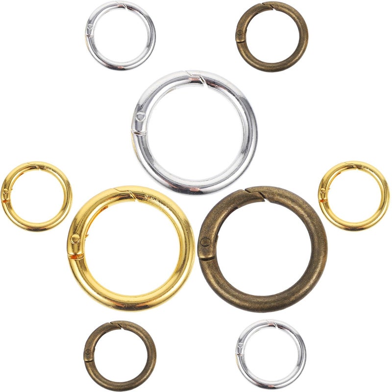 15pcs Antique Bronze Round Spring Ring Keychain Clips O Rings for DIY Crafts - Image 2