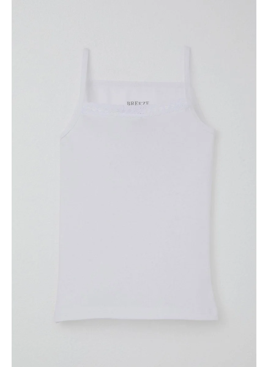 بريز Girl Thin Strap Undershirt Lace 3-13 Years, White