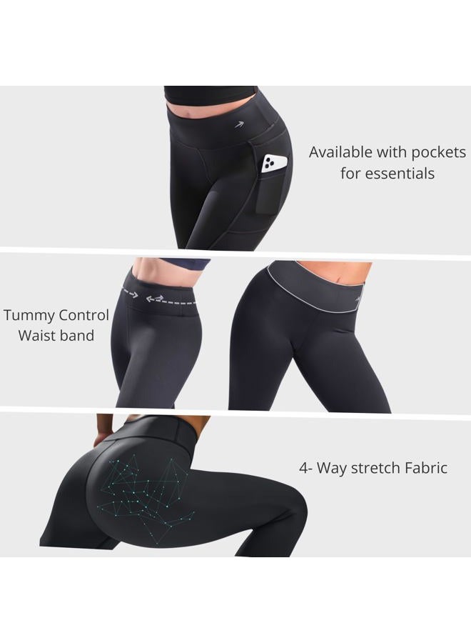 CompressionZ High Waisted Capri Leggings for Women Tummy Control - Workout Yoga Pants Black - Image 2