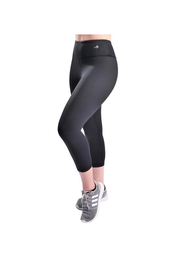 CompressionZ High Waisted Capri Leggings for Women Tummy Control - Workout Yoga Pants Black - Image 1