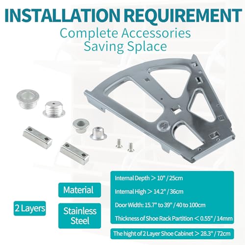 PHITUODA 2 Layers Shoes Drawer Cabinet Hinges Flip Frames, Grey Shoe Cabinet Replacement Fittings Stainless Steel for Kitchen Living Room, 1 Pair - Image 4