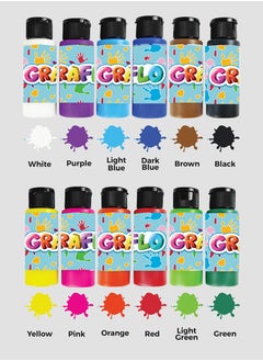 GRAFLO Washable Finger Paint for Toddlers, Safe Non-Toxic, 12 Vibrant Colors, Baby Safe Paint for Hands and Feet, Mess Free Art Supplies for Kids, Preschool Learning Gifts, for 3-6 Years Old  - Image 2