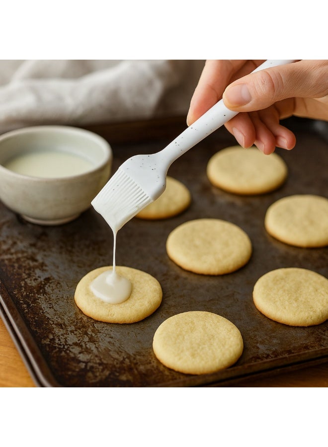 Small silicone pastry brush non stick heat resistant Bpa free kitchen utensils for cooking mixing baking white granite - Image 4