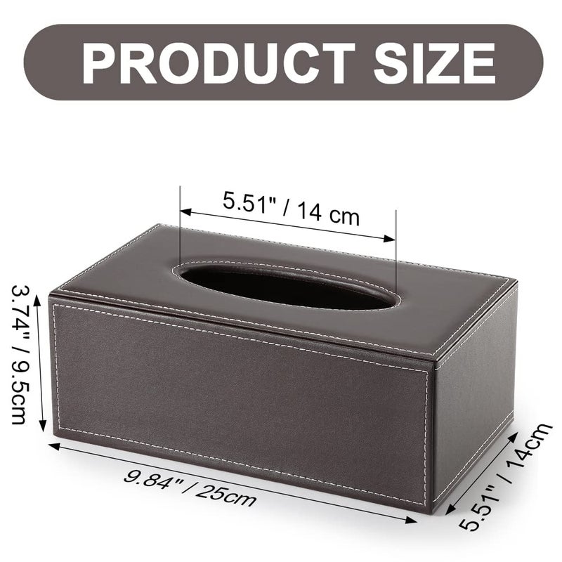 KINGFOM Rectangular PU Leather Tissue Box Cover - Facial Tissue Paper Napkin Holder for Bathroom, Home, Office, Car Automotive Decoration with Magnetic Bottom(Brown) - Image 2