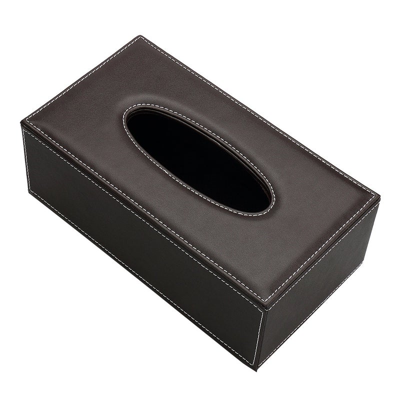 KINGFOM Rectangular PU Leather Tissue Box Cover - Facial Tissue Paper Napkin Holder for Bathroom, Home, Office, Car Automotive Decoration with Magnetic Bottom(Brown) - Image 3