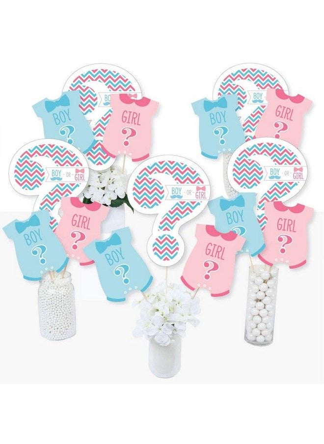 Big Dot of Happiness Chevron Gender Reveal Gender Reveal Party Centerpiece Sticks Table Toppers Set Of 15  - Image 1
