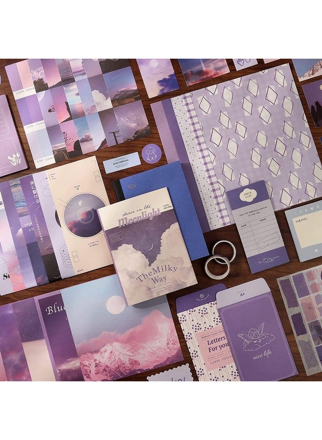 Rewup 348 Pcs Scrapbooking Supplies Kit, Vintage Aesthetic Scrapbook Kit for Bullet Junk Journal, Stationery, A6 Grid Notebook, DIY Journaling Supplies, Birthday Craft Gift for Teen Girl Kid Women (Purple) - Image 3