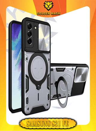 GOLDEN MASK For Samsung Galaxy S21 FE 5G Armored Camera Shield Cover Camera Lend Protection, Built-in 360° (Silver) - pzsku/ZCCD57F7BC4D822B08FD7Z/45/_/1725119614/4096620e-ab73-4483-8c1f-5f6997ca020f