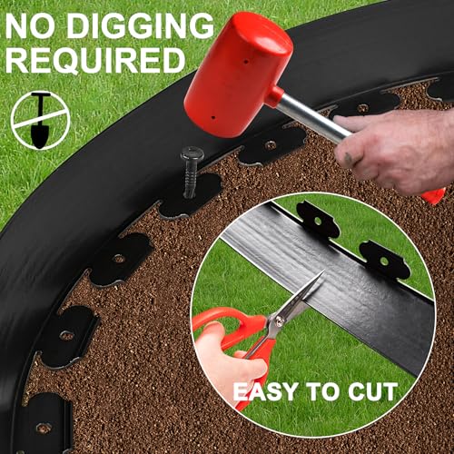 Hemikaki 4 Inch Tall Garden Edging Border 66FT with 90pcs Spikes, Plastic Edging Border for Landscaping, Lawn, Garden, Flower Beds, Paver, Pathway - Image 3