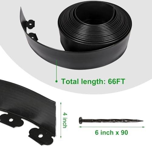 Hemikaki 4 Inch Tall Garden Edging Border 66FT with 90pcs Spikes, Plastic Edging Border for Landscaping, Lawn, Garden, Flower Beds, Paver, Pathway - Image 2