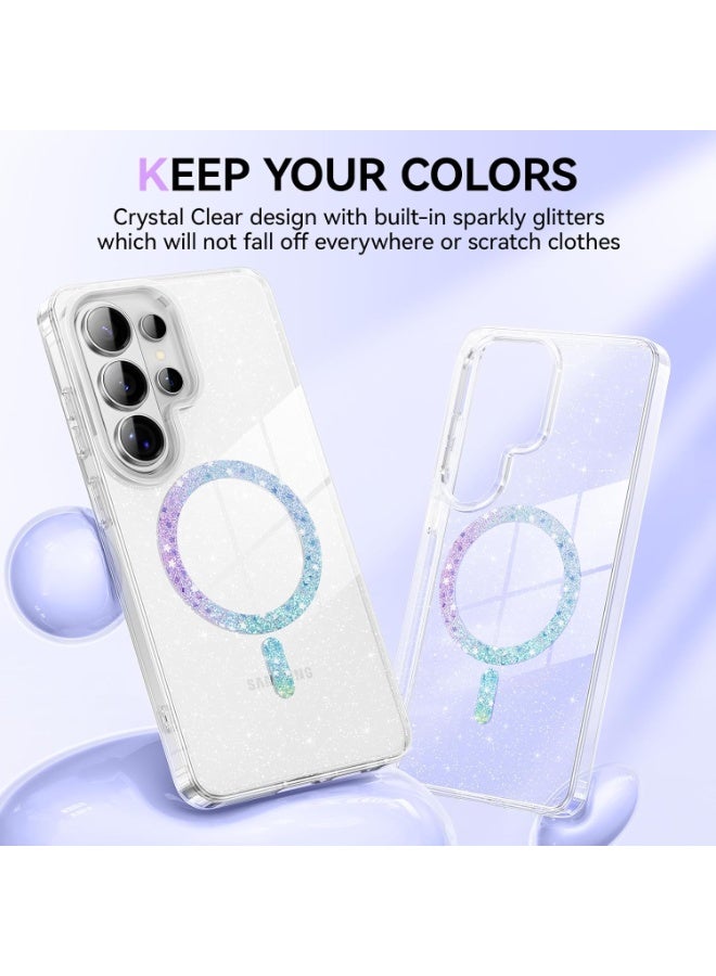 Magnetic for Samsung Galaxy S26 Ultra Case 2026, Cute Clear Sparkly Glitter Anti-Yellowing Slim Bumper Compatible with Magsafe Shockproof Protective Transparent Phone Cover 6.9", Clear - Image 3