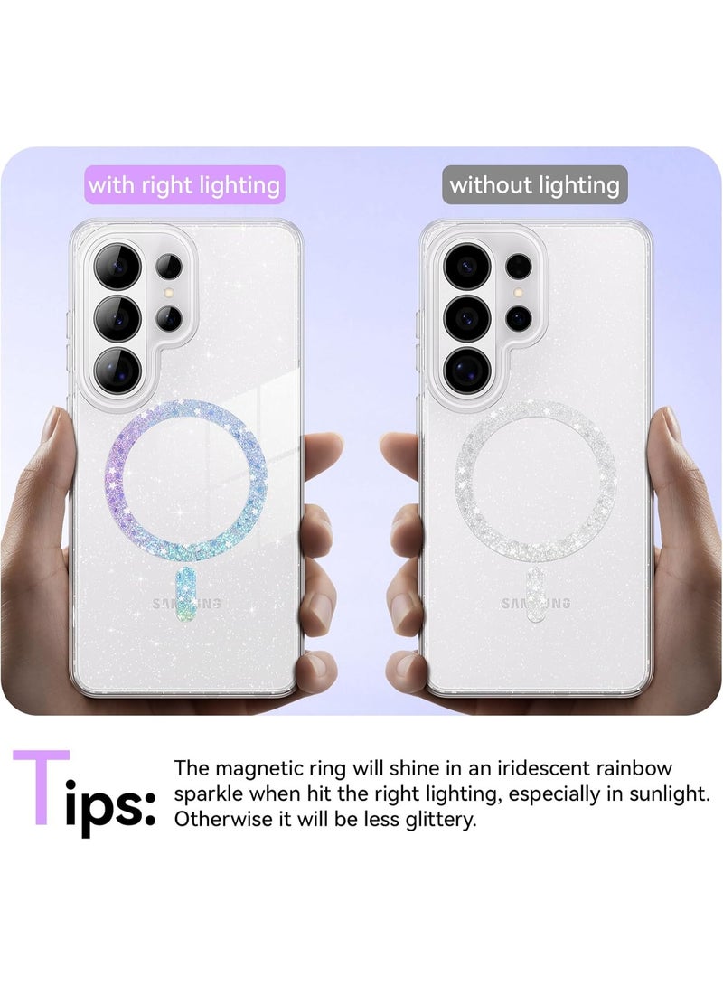 Magnetic for Samsung Galaxy S26 Ultra Case 2026, Cute Clear Sparkly Glitter Anti-Yellowing Slim Bumper Compatible with Magsafe Shockproof Protective Transparent Phone Cover 6.9", Clear - Image 2