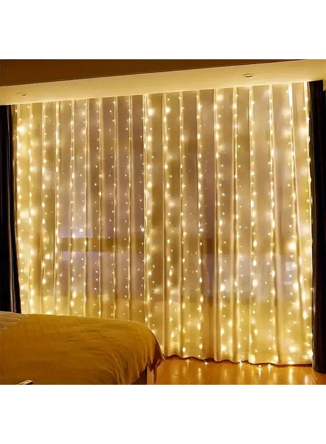أضواء الستارة الخيالية ذات 300 مصباح LED ذو لون أبيض دافئ، تعمل بالبطارية، 8 أوضاع، طولها 9.84 قدم - Image 2