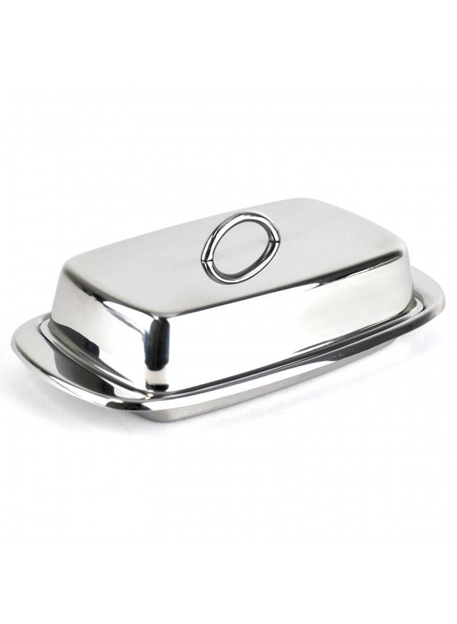 Cuisinox Stainless Steel Butter Dish with Lid, 4" x 7.5" - Image 1