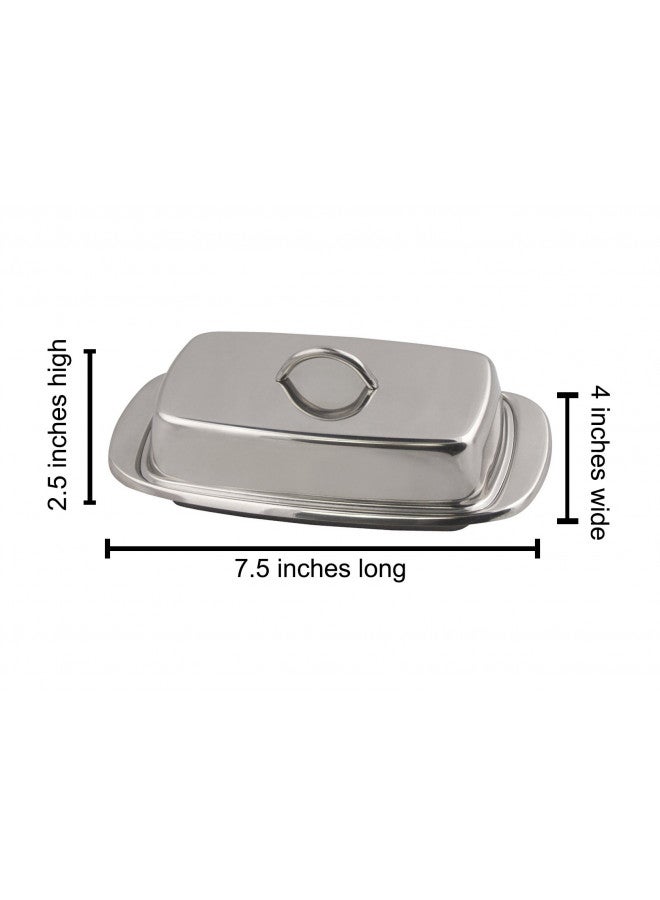 Cuisinox Stainless Steel Butter Dish with Lid, 4" x 7.5" - Image 2