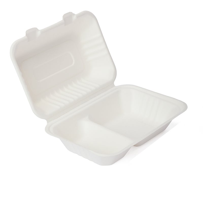 Eco-friendly Paper To-Go Box, Rectangle, Partitioned - Image 1