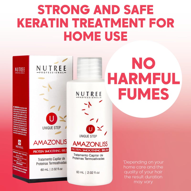 Amazonliss Brazilian Keratin Smoothing Treatment, Blowout Straightening System for Dry and Damaged Hair - One Step Protein Hair Treatment Formaldehyde Free,Eliminates Curls and Frizz(Keratin 2.02oz) - Image 3