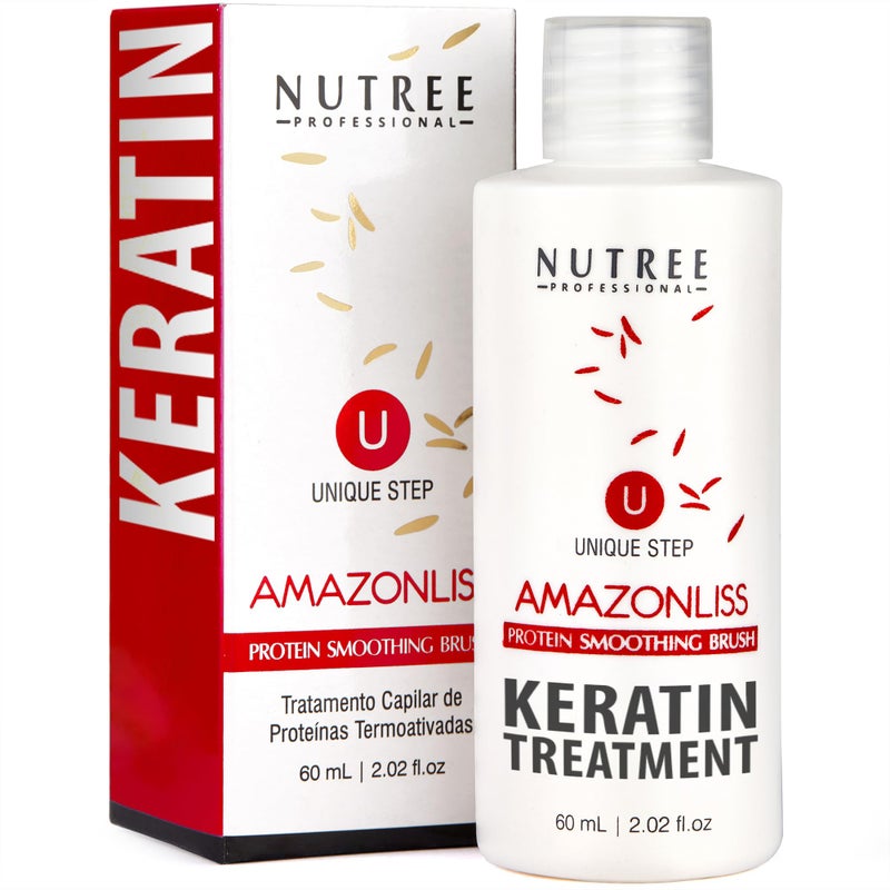 Amazonliss Brazilian Keratin Smoothing Treatment, Blowout Straightening System for Dry and Damaged Hair - One Step Protein Hair Treatment Formaldehyde Free,Eliminates Curls and Frizz(Keratin 2.02oz) - Image 1