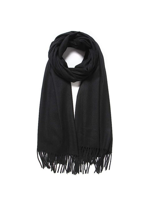 2024 Autumn Winter Solid Scarf Elegant Warm Shawl 6# Black