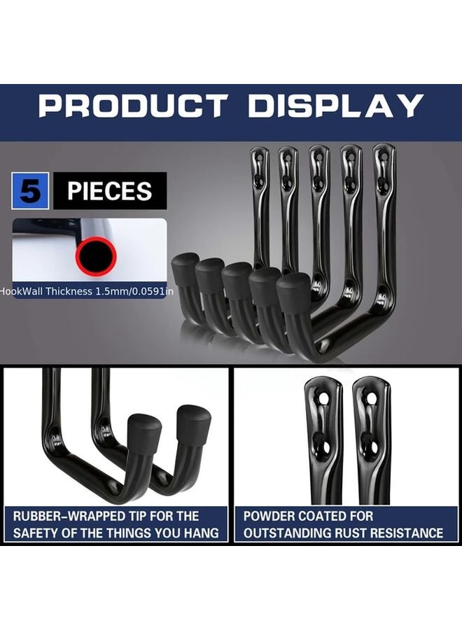 5Pack J Shaped Heavy Duty Utility Hooks Mixed Colors Garage Wall Mounted Storage - Image 5