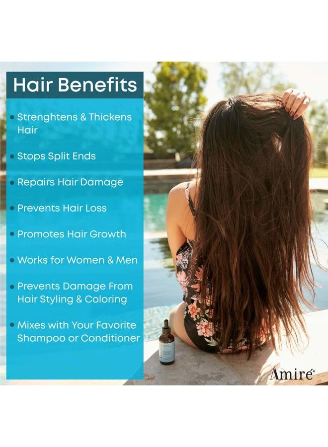 Amire USDA Certified Organic Argan Oil 4oz, Triple Extra Virgin Grade Moroccan Argan Oil for Hair Growth. Skin, Face, & Nails. Moisturizer. Scalp Treatment Hair Oil for Dry, Damaged, Brittle Hair. - Image 3