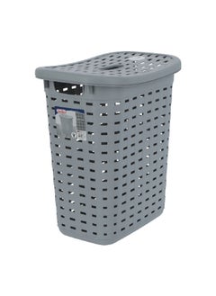 Sterilite Weave Pattern Waterproof Laundry Basket with Lid Brown 19.1 x 13.7 x 22.8 Inch 1276  - Image 1