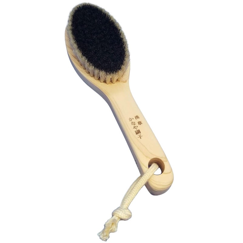 IPPINKA Japanese Body Brush for Bath or Dry Brushing Exfoliation Cellulite Treatment Short Handle Soft - Image 1