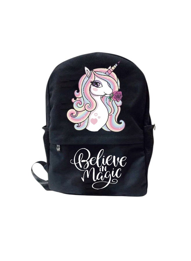 وى برنت يور جيفت  حقيبة ظهر مدرسية للبنات, تصميم يوني كورن, 30*45 سم, أسود - Image 2