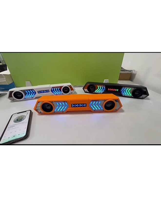 نيوترل مكبر صوت بلوتوث V11 PRO Mecha Echo Wall للألعاب يتميز بإضاءة RGB مبهرة وإمكانية تشغيل الموسيقى والرد على المكالمات. مثالي لجلسات الألعاب وحفلات أعياد الميلاد والتجمعات الخارجية واستراحات التأمل والمزيد. (برتقالي) - Image 5