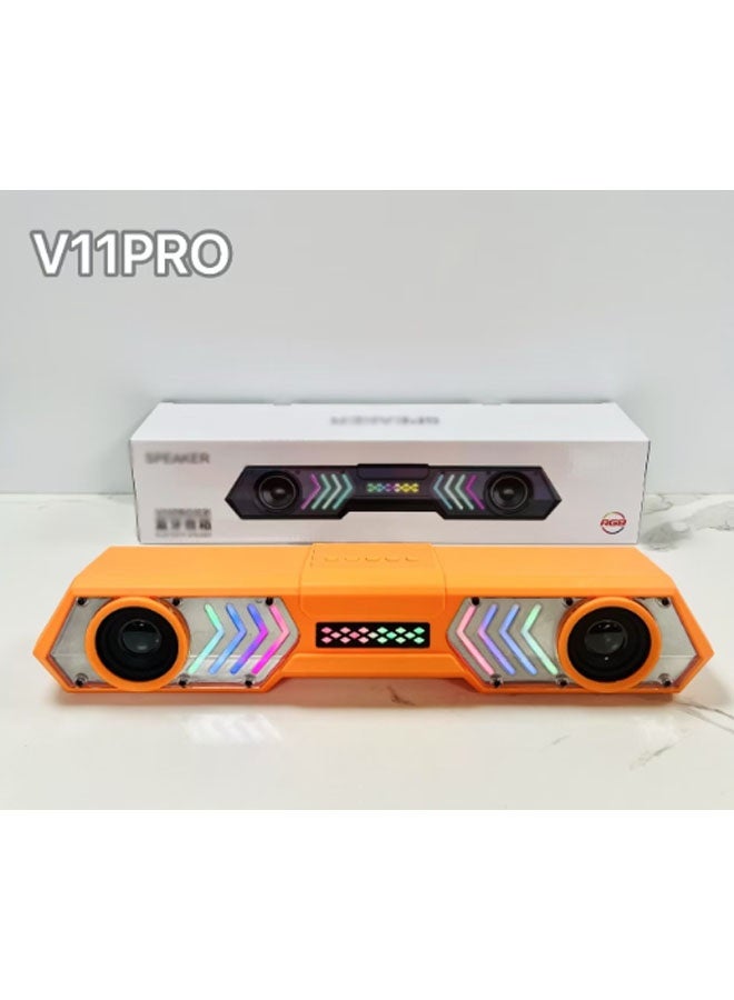 نيوترل مكبر صوت بلوتوث V11 PRO Mecha Echo Wall للألعاب يتميز بإضاءة RGB مبهرة وإمكانية تشغيل الموسيقى والرد على المكالمات. مثالي لجلسات الألعاب وحفلات أعياد الميلاد والتجمعات الخارجية واستراحات التأمل والمزيد. (برتقالي) - Image 1