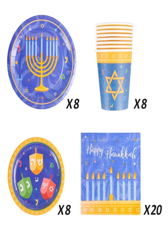 JOLLYSTYLE 44PCS Hanukkah Party Set - Hanukkah Decoration Holiday Chanukah Party Decorations Supplies Plates Cups Napkins - Image 2