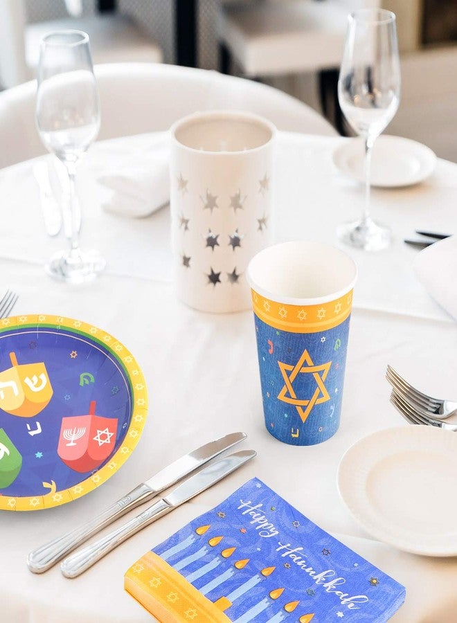 JOLLYSTYLE 44PCS Hanukkah Party Set - Hanukkah Decoration Holiday Chanukah Party Decorations Supplies Plates Cups Napkins - Image 4