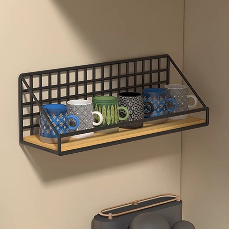 1pc Wall Mounted Storage Basket Shelf Organizer | Versatile Space Saving Wall Shelf for Bedroom, Kitchen, Bathroom Decor | Easy to Install Farmhouse Style Metal Bookshelf Organizer | Durable Home Office Storage Solution for Towels, Books, Shelves - Image 4