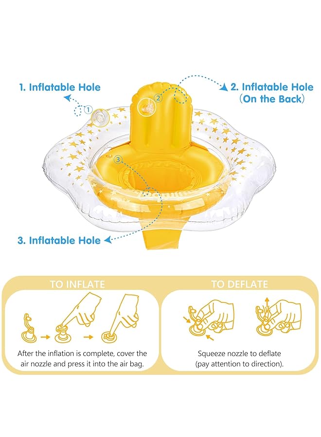 KASTWAVE Baby Swimming Float Inflatable Safety Seat With No Flip Design Thickened Comfort Pool Floatie For Infant Toddler 0 6 Years Old 6 22 Kg Weight Capacity Yellow - Image 5
